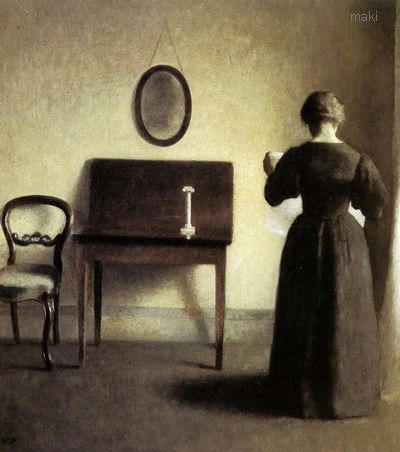A Lady Reading In An Interior - Vilhelm Hammershøi